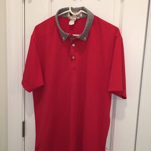 Cool Sunday Red w/button Down Plaid Collar Iliac mens Golf Polo Shirt XL Slim